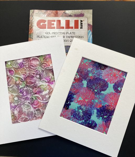 workshop gelli plate met o.a. alcoholinkt en panpastel gegeven door Ingrid (VOL)